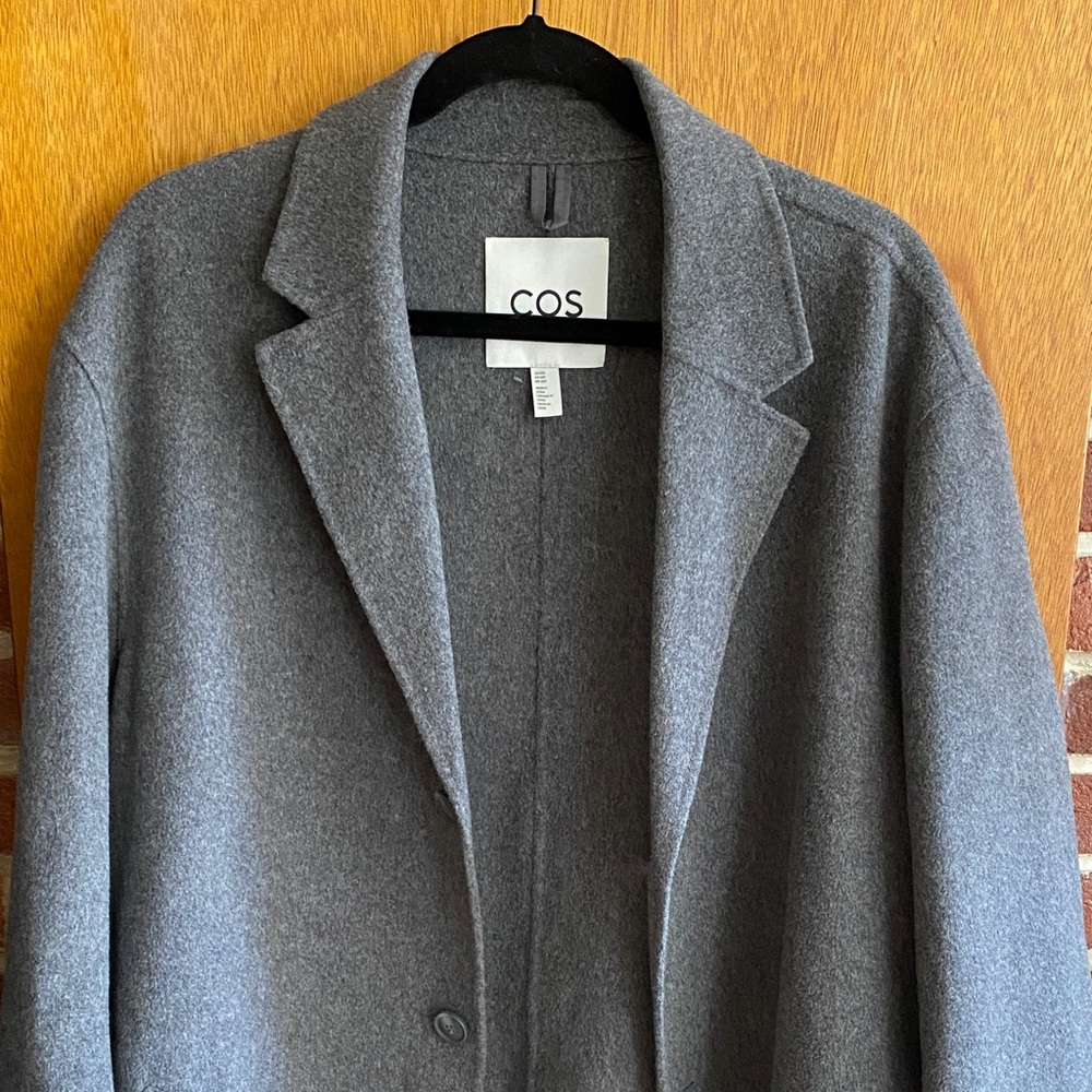 COS Oversized Gray Wool-Blend Single-Breasted Coat - Picture 4 of 6